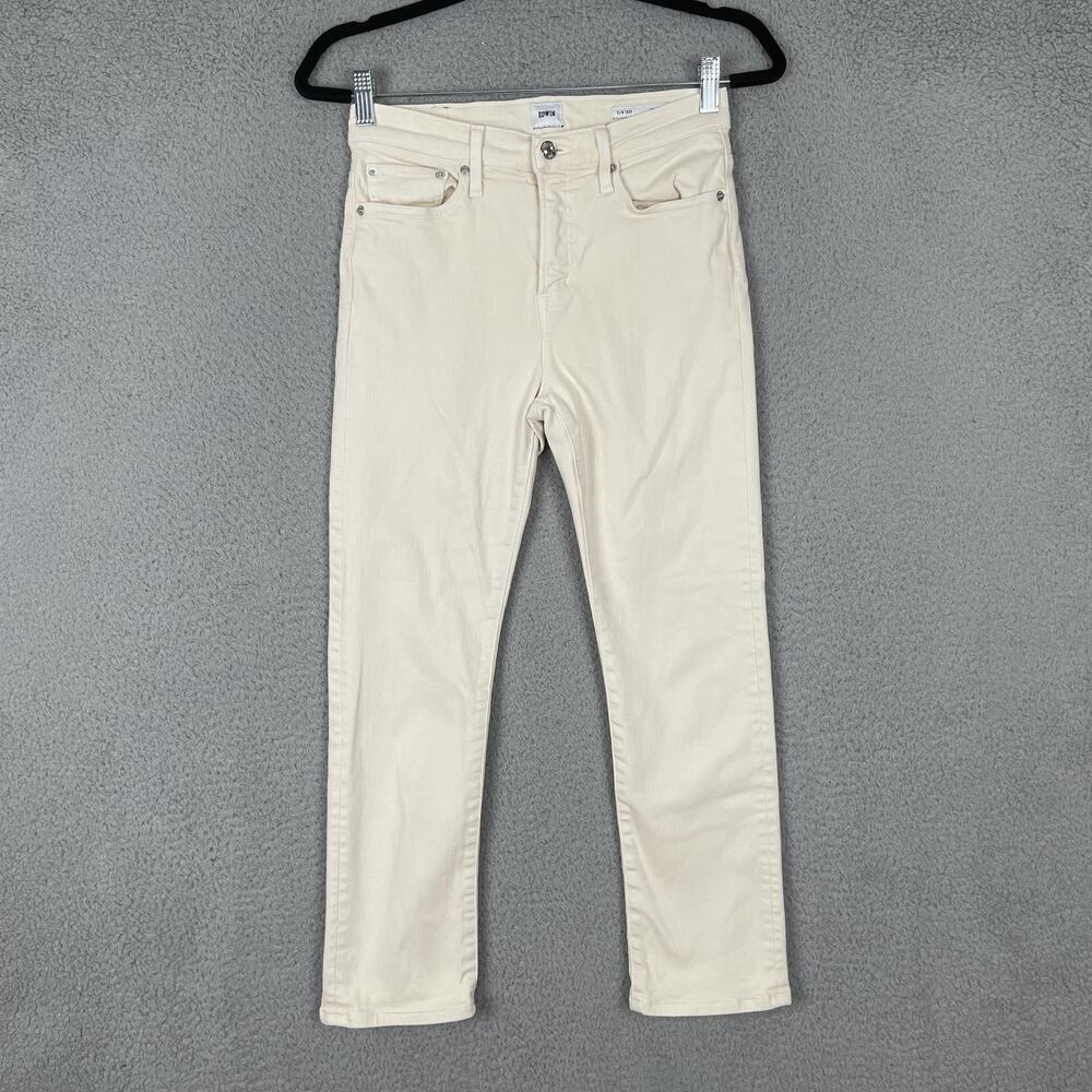 Edwin Elin Crop Straight Jeans Womens 26 Vanilla White High Rise Stretch USA